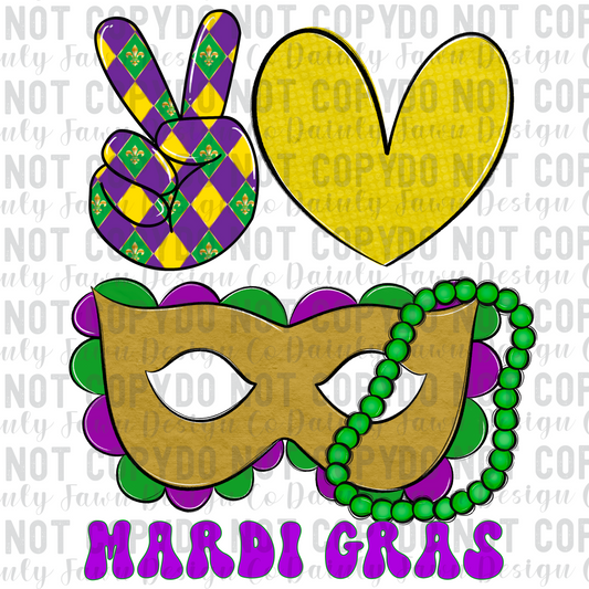 Peace Love Mardi Gras Digiral